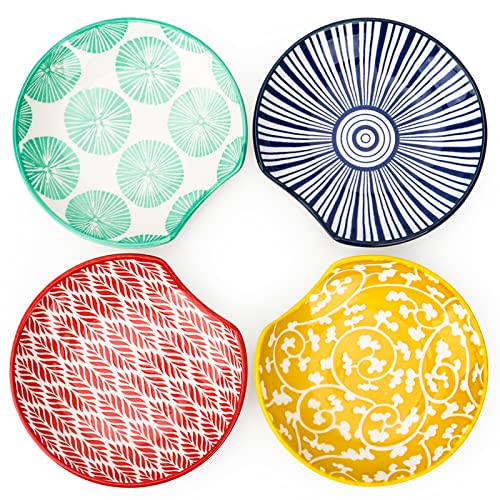 KitchenTour Keramik Löffelablage, 11,7 cm Löffelhalter für Küchentheke, Kaffeelöffelablage für Herdplatte, Kochutensilienablage für Schöpflöffel, Spatel, 4 Stück Cover