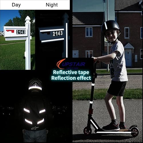 Miniatura 4 de Cinta adhesiva reflectante de alta intensidad de Upstair, 2,5 cm x 4,5 m, plateada y blanca (1x15) para vehículos, bicicletas, ropa, cascos, buzones