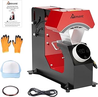 Hat Press Heat Machine for Caps: Auto Cap Heat Press Machine,6.4x3.5in Clamshell Sublimation Transfe,Hat Heat Press With Automatic Release&Press Knob-Style Digital Control Panel for Baseball Caps Hats