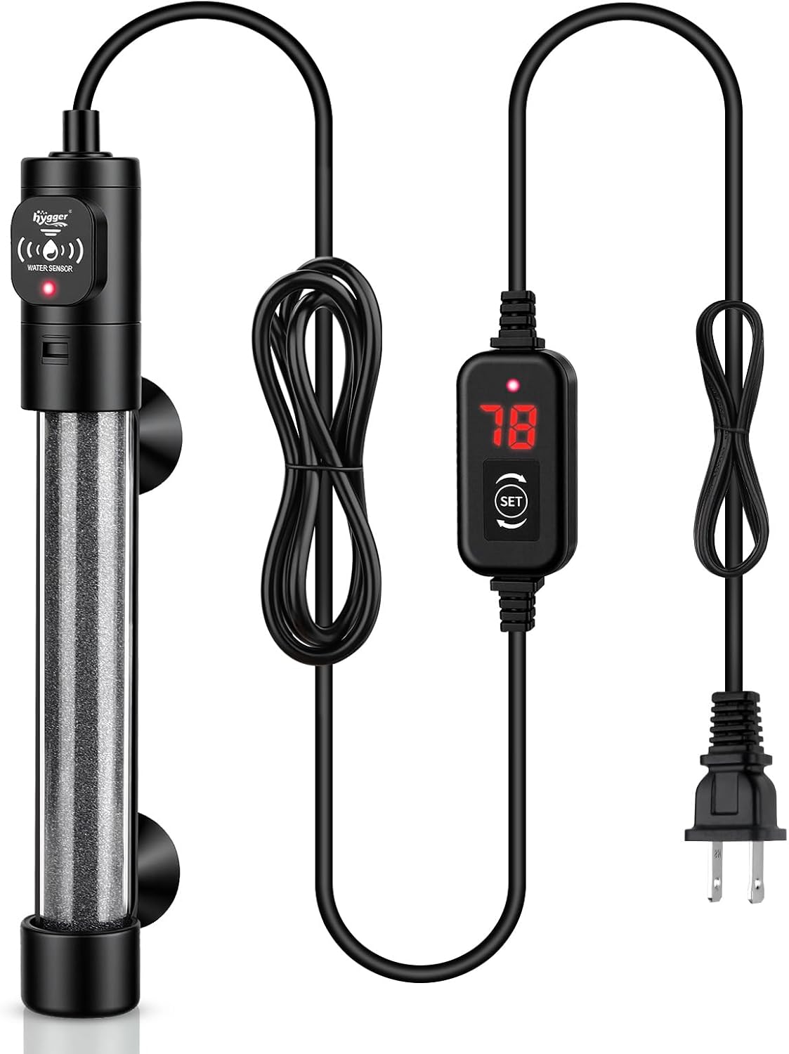 hygger 200W Submersible Aquarium Heater with Digital Temperature Controller, Mini Fish Tank Heater for 30–40 Gallon Tanks, Overheat & Out-of-Water Protection, Freshwater & Saltwater