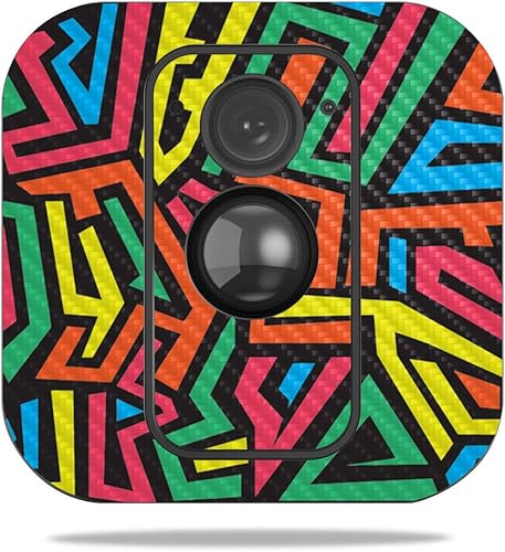 Miniatura 249 de MightySkins - Skin de fibra de carbono para cámara Blink XT para exteriores, chips dorados, acabado de fibra de carbono texturizado, protector