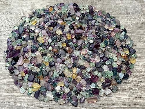 Image of GAF TREASURES 2 oz Lot Natural Semi Tumbled Rainbow Fluorite Gemstone Chips, Crushed Mini Crystals, Undrilled