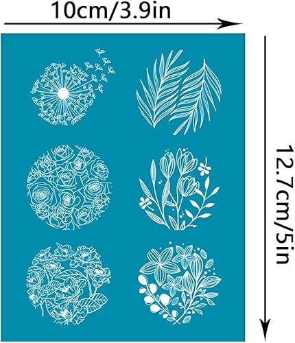 Miniatura 2 de OLYCRAFT Plantillas redondas de arcilla de flores de 4 x 5 pulgadas, pantalla de seda de hojas de flores para arcilla polimérica, plantillas de