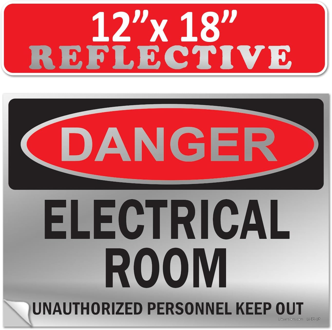 4 Pack 5"x7" Reflective Danger Electrical Room, No Storage Permitted OSHA Warning Safety Hazard Label Sign Decal 6 mil Laminated Engineer Grade UV Protected ANSI NFPA Waterproof 127004