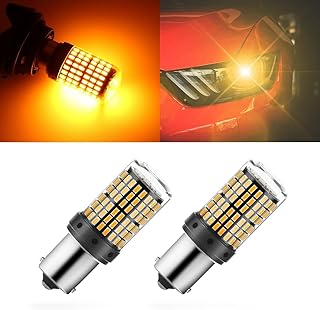 2Pack 1157 LED Brake Light Bulb, 12V-24V BAY15D Replacement Light Bulb for Reverse Brake Tail Running Parking, 144SMD 3014 Chipset Backup Turn Signal Lights, Universal for Car RV Trailer Boat (Yellow)