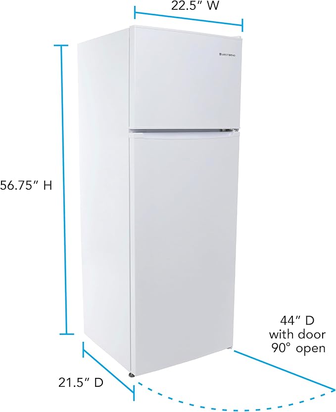 West Bend Apartment Refrigerator Freestanding Dual Door Slim Design Full Fridge with Top Freezer, Adjustable Mechanical Control, for Condo, House, Small Kitchen Use, 7.4-Cu.Ft, White on Fridge.com