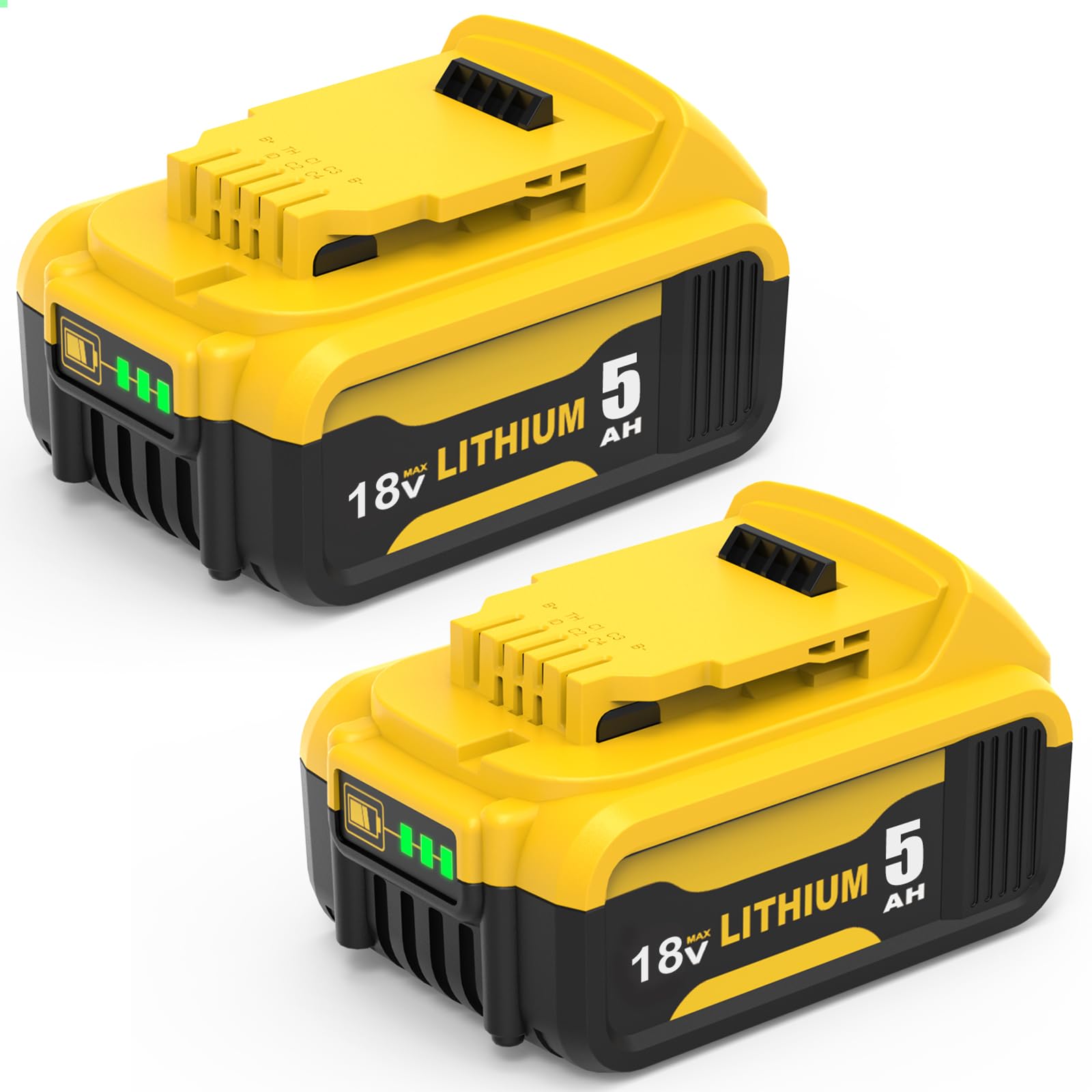2X DCB184 18V 5000mAh Replacement for Dewalt Battery 18V for Dewalt Battery 5ah DCB184 DCB182 DCB181 DCB180 DCB201 DCB200 DCB204 with LED Indicator (yellow)