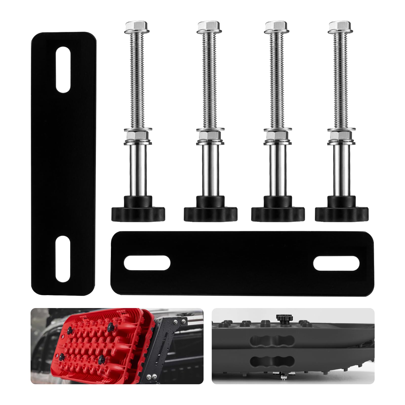 FieryRed Upgraded Traction Board Mount Pins, Anti-rust Recovery Board Mounting Kit Fit for All 4.33"~7.48" (11~19cm) Hole Spacing