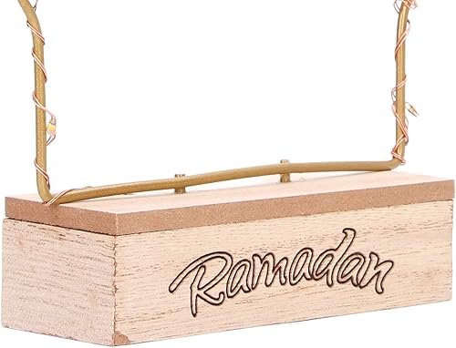 Miniatura 6 de Atyhao Luz decorativa de vid de madera, adorno de ramadán LED, luz nocturna de madera, muselina, ramadán, manualidades, regalo, decoración de