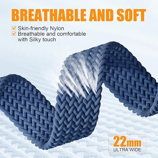 Image of Braided Nylon Band Compatible with Apple Watch 49mm /46mm /45mm /44mm /42mm /41mm /40mm /38mm | Adjustable Magnetic Clasp Strap Fit for Ultra 3 /2 /1, SE3 /2 /1 & Series 11 /10 /9 /8 /7 /6 /5 /4 /3 /2 /1