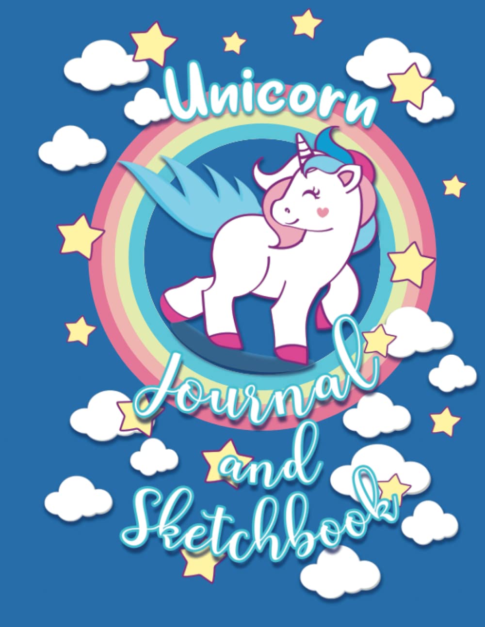 Unicorn Journal and Sketchbook: Journal and Notebook for girls, teens, women, moms and students,On blue Background: 102 Pages,8.5"x11 " With Lined and ... Diaries,Daily Journal, Sketching and Notes