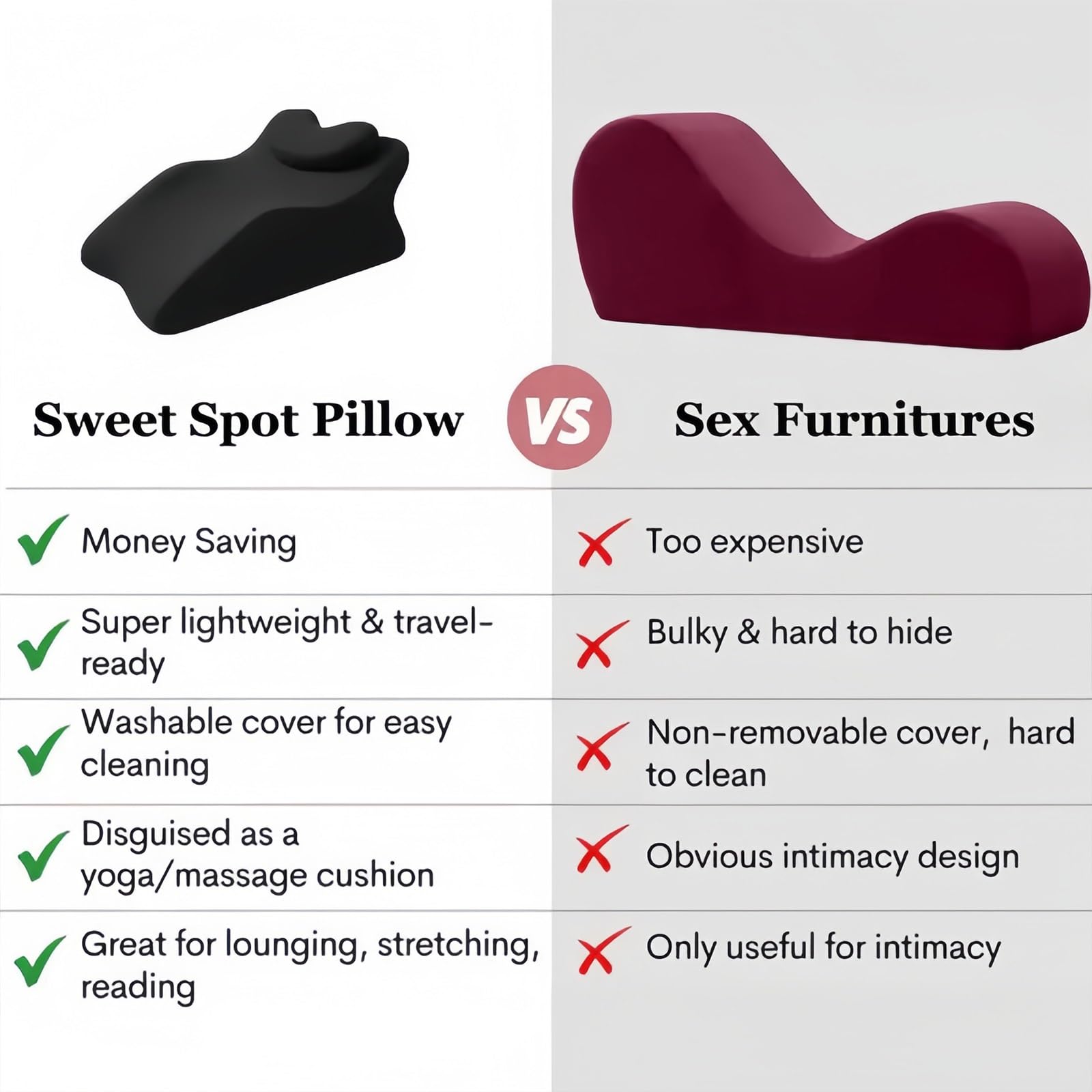 Cojín impermeable for mayor comodidad en la intimidad en cualquier posición | Almohada sexual de 27 grados, almohada erótica antideslizante y rampas, pasión toda la noche(H)