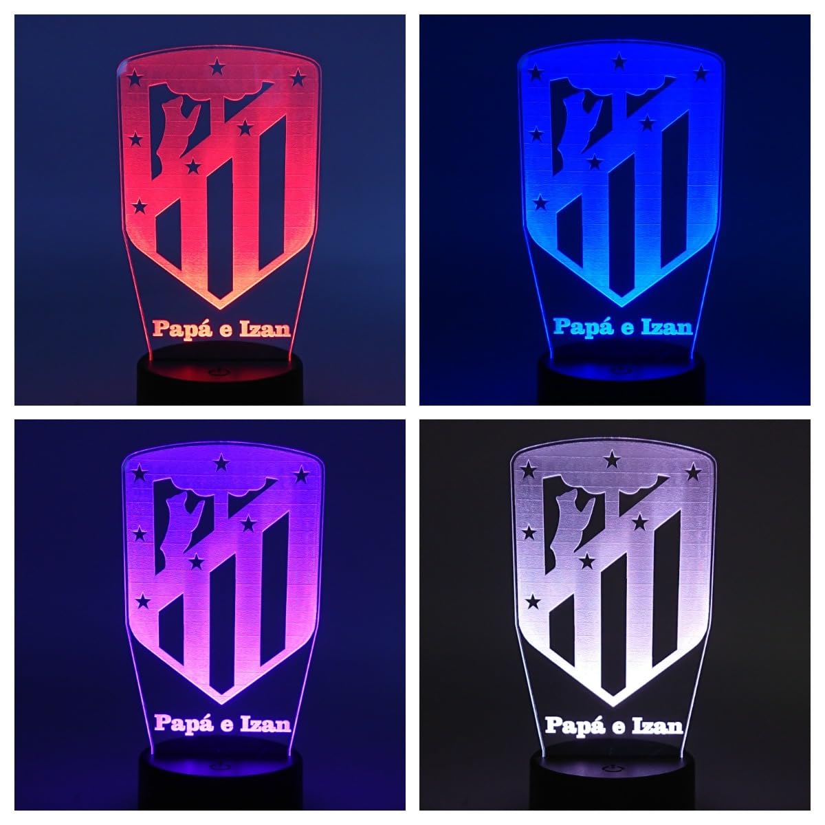 Lámpara LED RGB 16 colores con escudo Atlético de Madrid, regalo personalizado