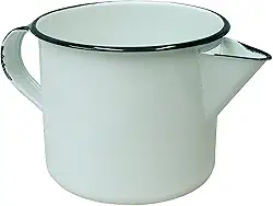 Caneca Leiteira Com Bico Fervedor Esmaltado Ágata Branca - 1 litro