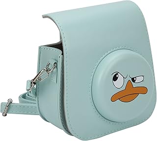 Bindpo Capa para Câmera Instantânea, Capa Protetora de Câmera de Poliuretano, Fofa, Verde-claro, Com Desenho à Prova D'água, Bolsa Com Alça de Ombro, para Instax Mini11/8/9