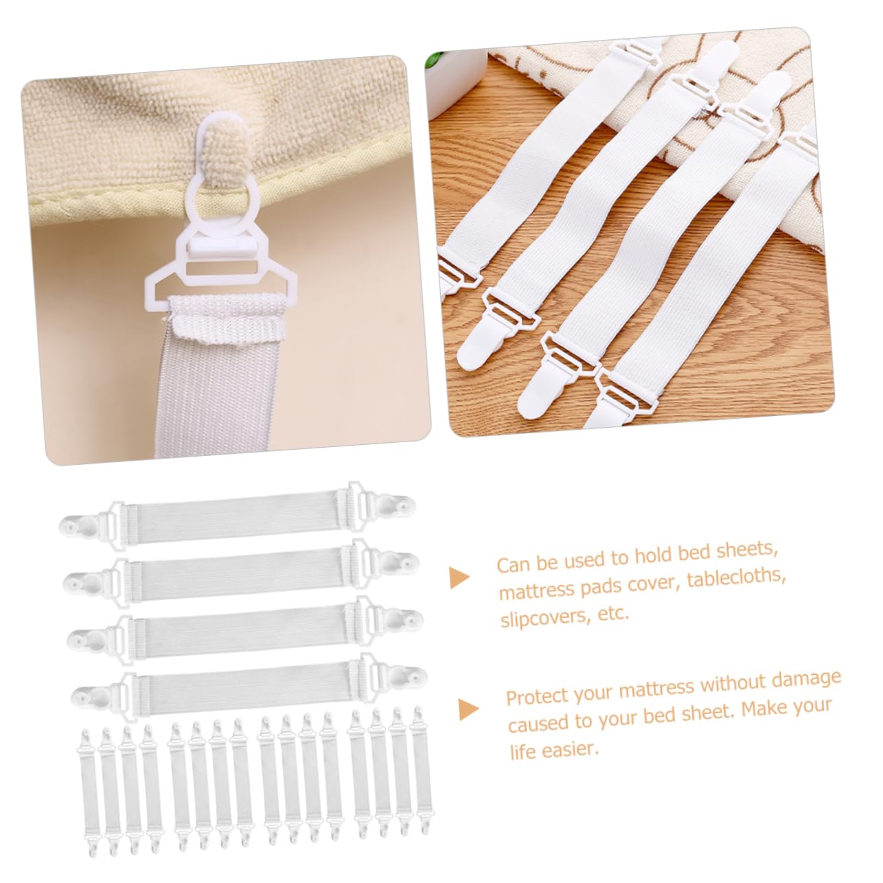 Cabilock 5 Sätze Bettlaken-Clip Greifer Straps Matratzenschoner Lattenroste Befestigungselemente Verstauen Koje Hosenträger Matratzenerhöhung Steigleitung Spanner Plastik Weiß 20 Stück * 5