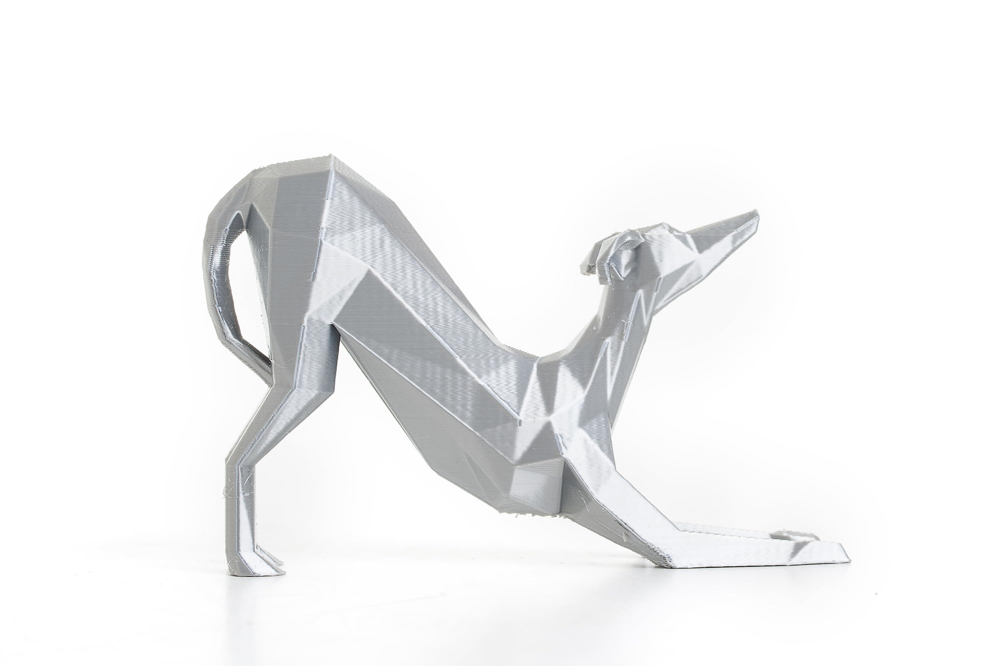 3D Printed Sighthound Sculpture - Whippet/Greyhound - Lightweight Ornament, (Silver)