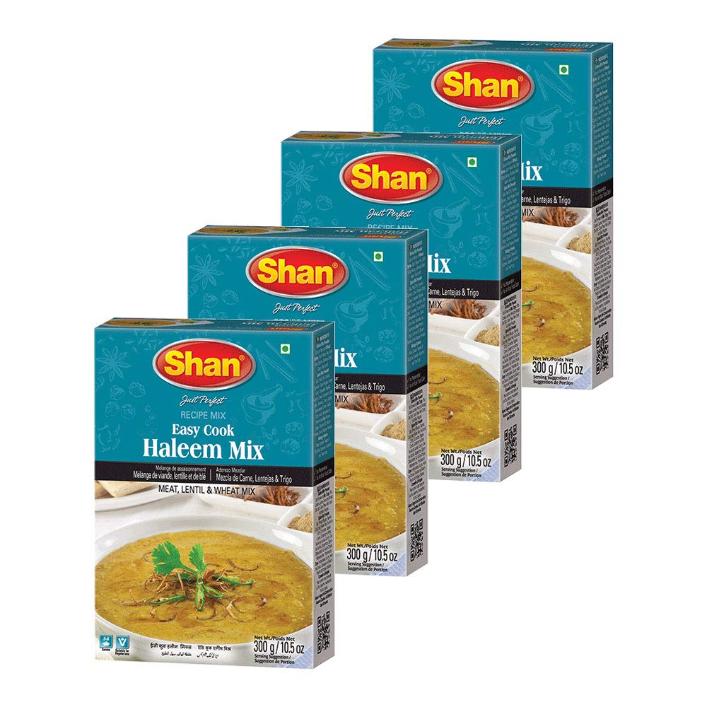 Shan Shahi Haleem Recipe Mix 10.5 oz (300g) - Spice Powder for Traditional Meat, Lentil and Wheat Curry - Suitable for Vegetarians - Airtight Bag in a Box (Pack of 6)