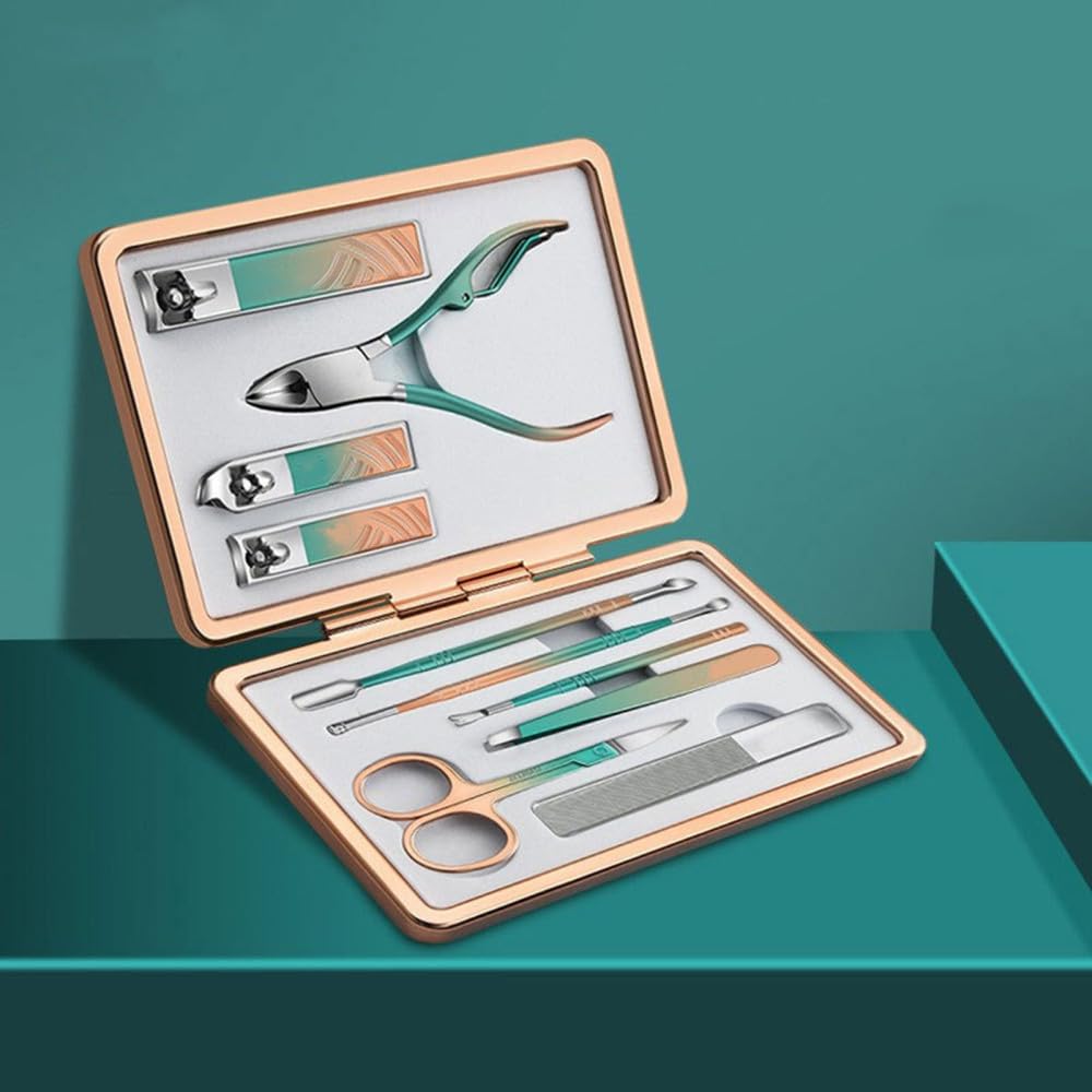 Obcinacze do paznokci Zestaw do manicure 10 w 1 Praktyczny zestaw z obudową ze stopu aluminium Obcinacz paznokci stali nierdzewnej Narzędzie higieny osobistej, 10-częściowy