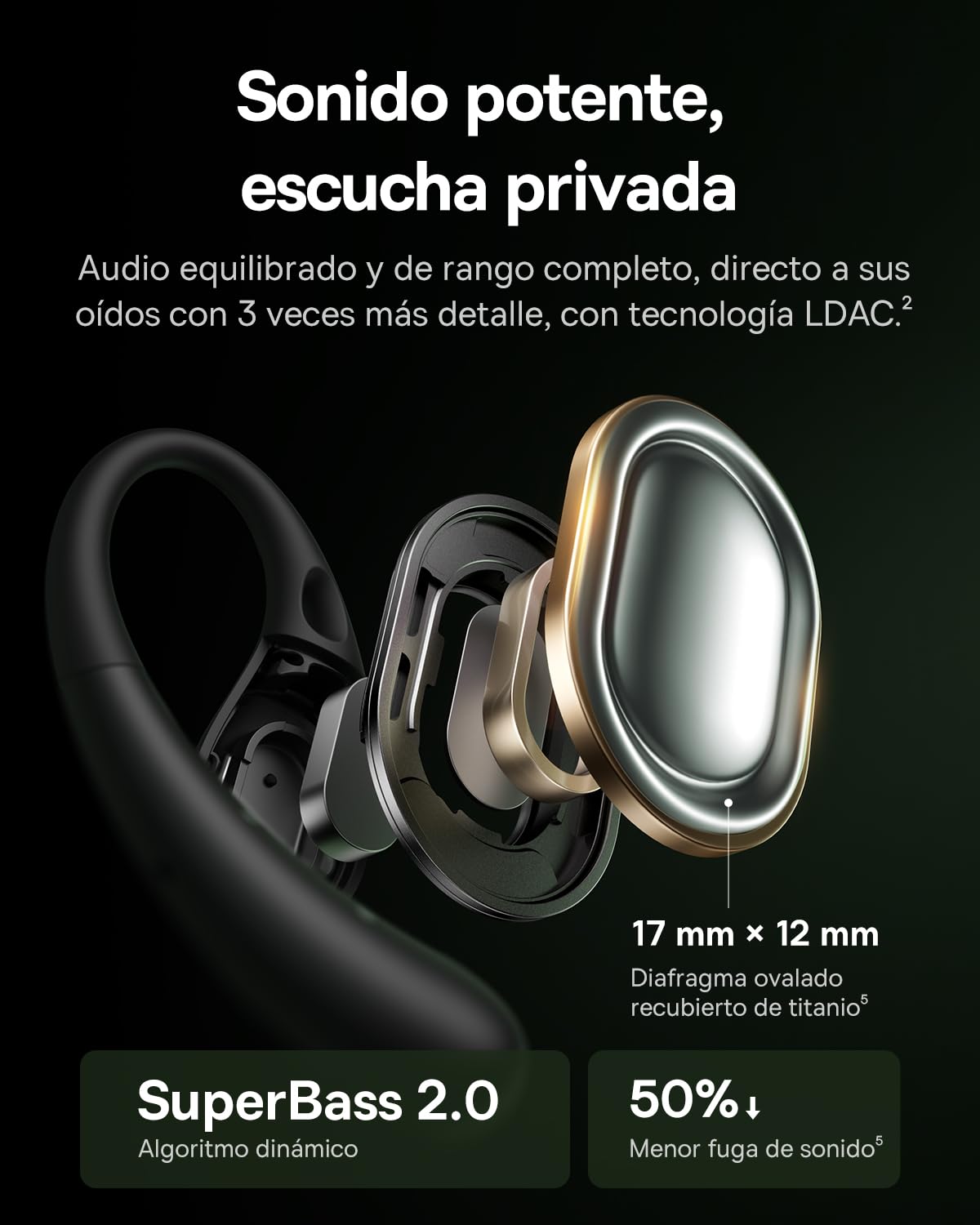 Baseus Eli Sport2 Auriculares Open Ear, Auriculares Deportivos de Conducción Aérea con Curva de Confort en S, 45H de Reproducción, SuperBass 2.0, IPX7, Bluetooth 6.0, Llamadas Claras con 4 Mic AI