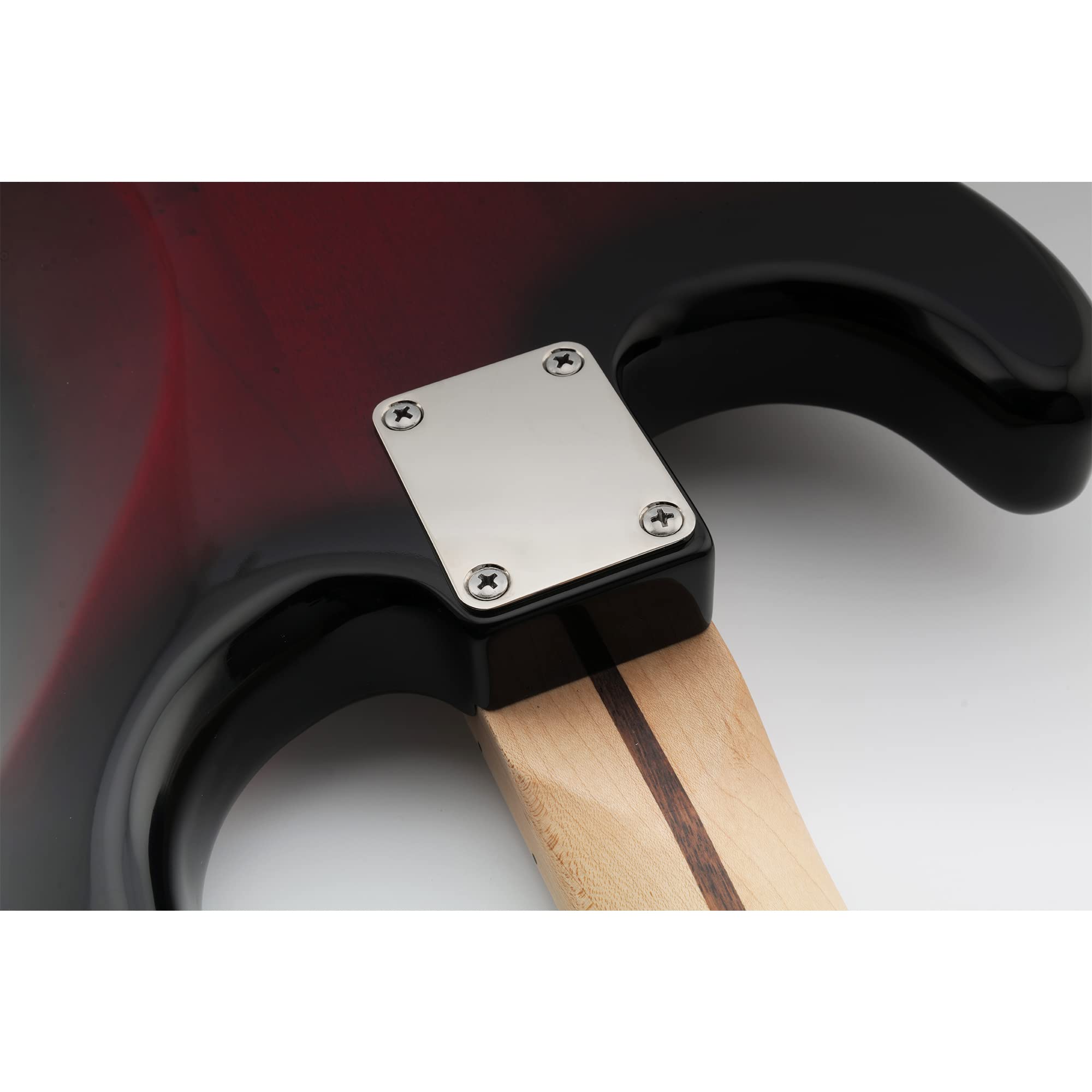 Musiclily Pro 4 Otwory Stalowy Płytka Montażowa Gryfu do Gitary Elektrycznej Stratocaster Telecaster lub Basowej, Nikiel | do gitary elektrycznej Strat Tele lub Bass