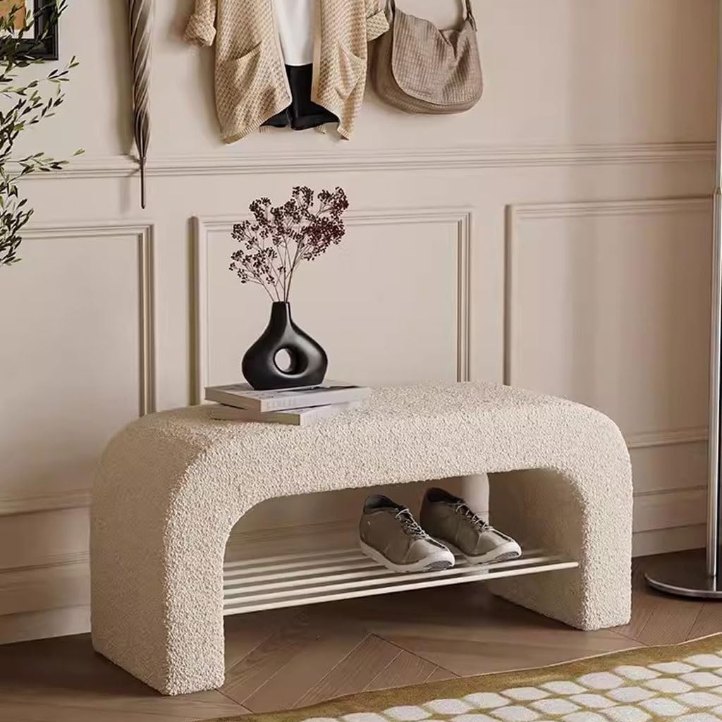Foot Stools Ottoman Shoe Bench Shoe Changing Bench Bedroom Bed End Bench Bench Living Room Sofa Bench Can Sit Shoe Rack Shoe Changing Stool(Color:A)