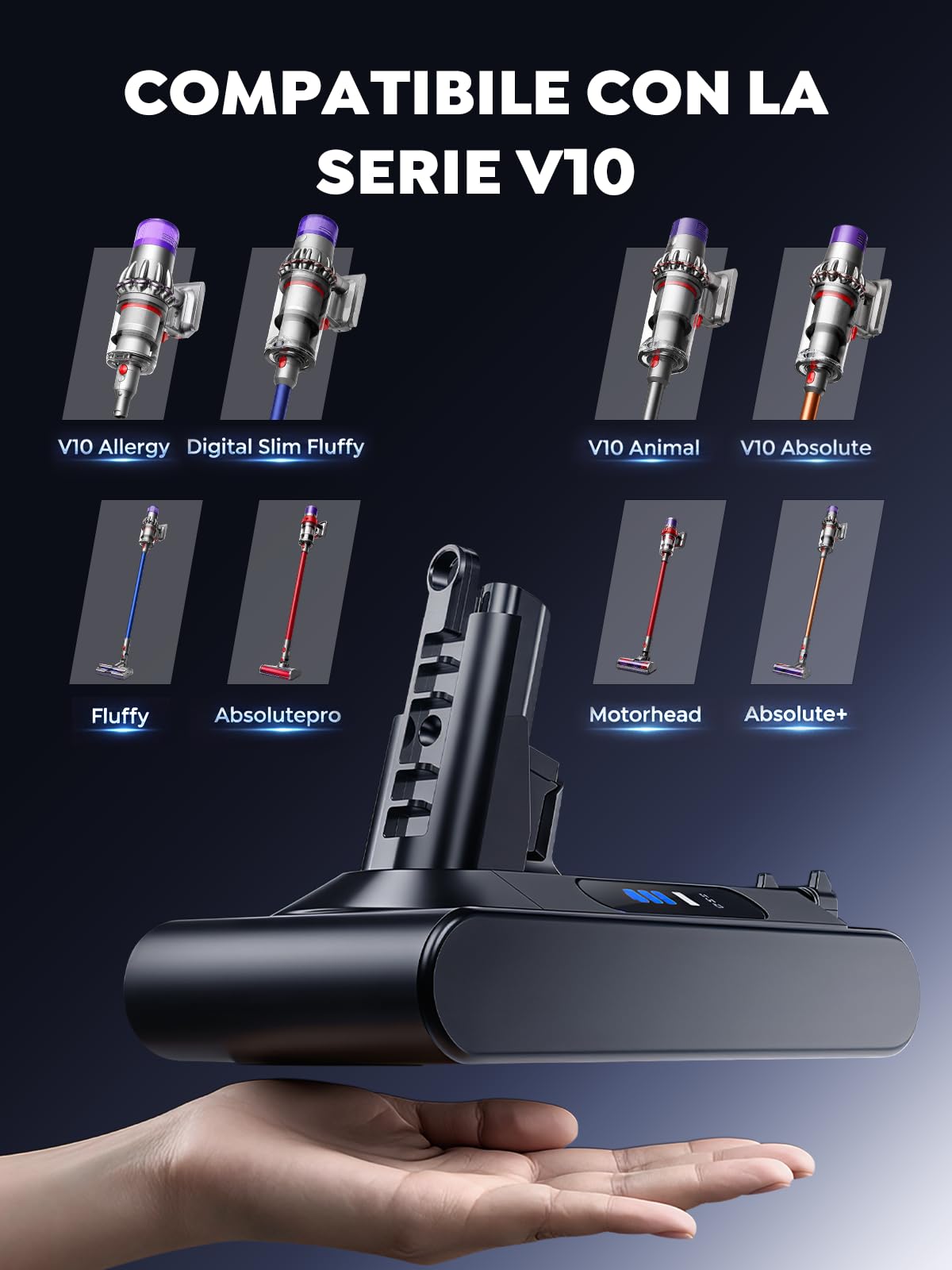 FLYLINKTECH Batteria di Ricambio V10 8500mAh 10V per Dyson V10