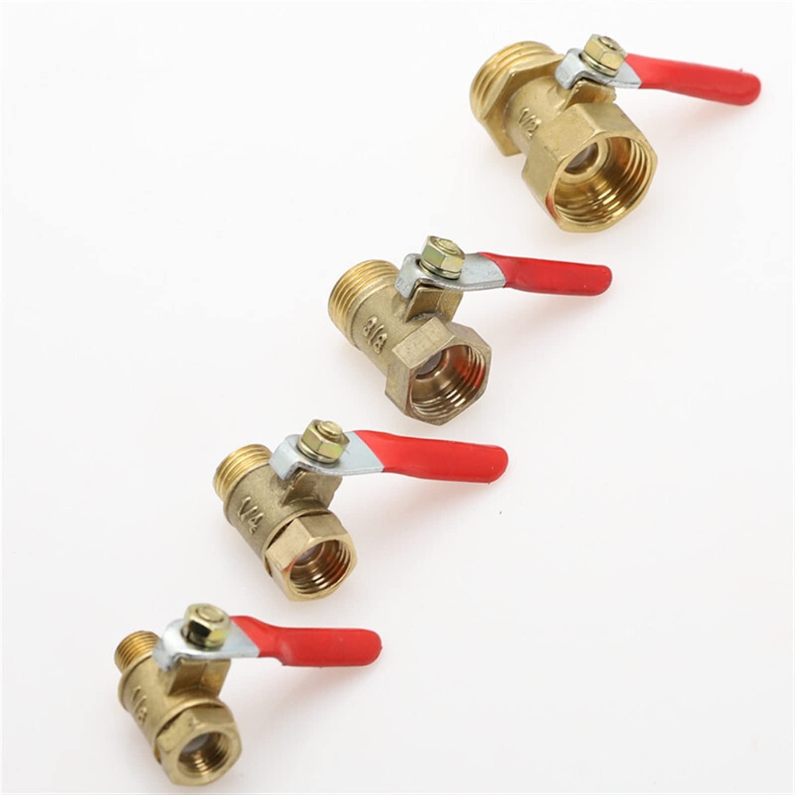 Valvola 1/8 "1/4" 3/8 "1/2" Filettatura Femmina/Maschio Pneumatica Mini Valvola a Sfera Connettore in Ottone Giunto Tubo di Rame Raccordo Accoppiatore Adattatore(3/8 inch)