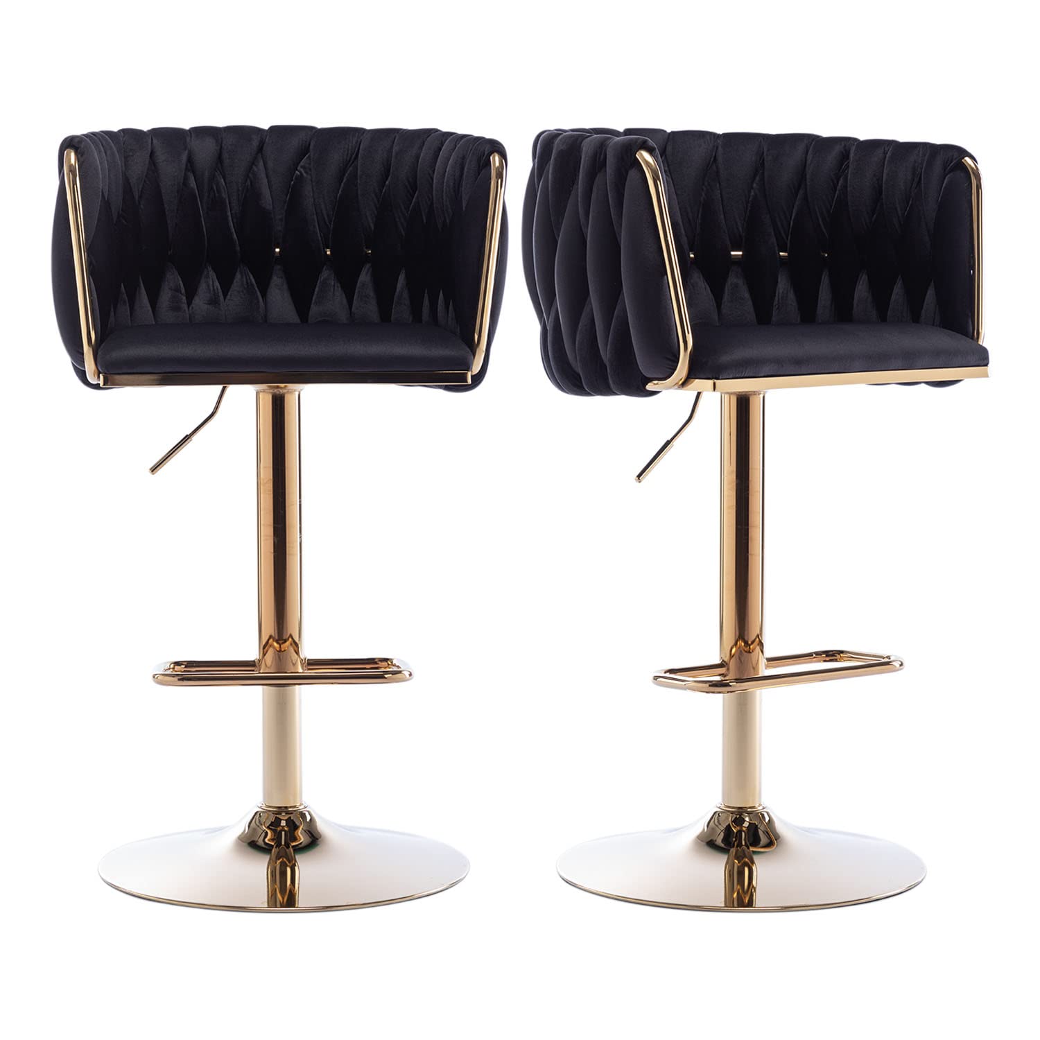 Tsuysi Velvet Swivel Bar Stools Set of 2, Counter Height