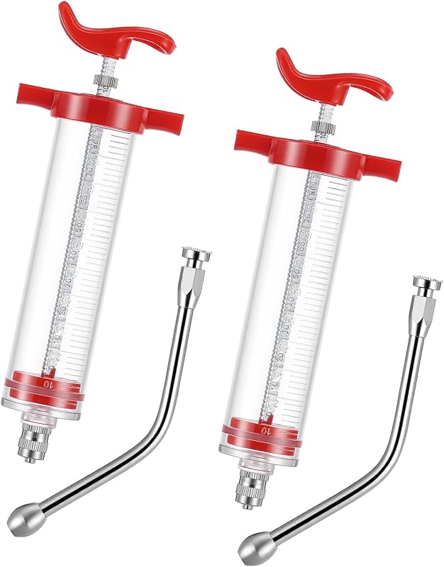 Seringa Dosadora para Bovinos, Equinos, Caprinos e Ovinos Threlaco 100 mL Vermelha, Pacote com 2