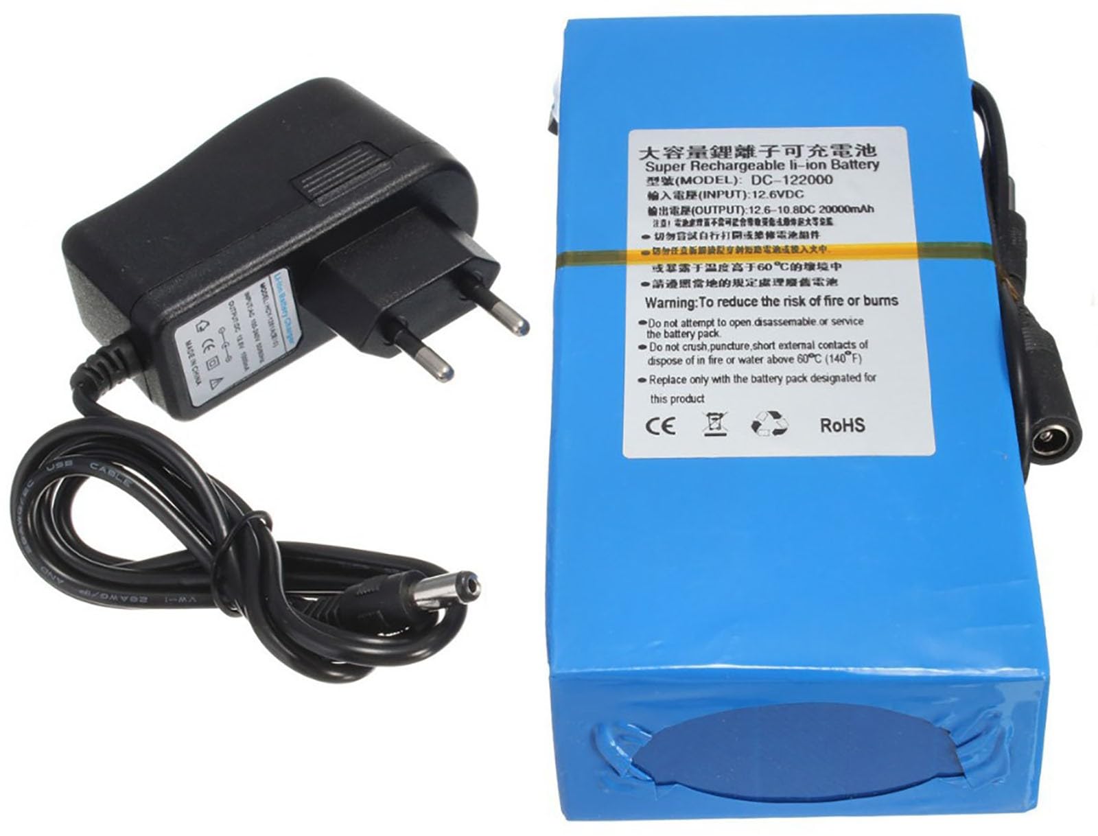 Batteries pour vélo 12V 20000mAh,Batteries vélo au Lithium 12V 20Ah pour caméras vidéosurveillance Lumineuses LED Plus Encore avec Chargeur [Classe énergétique A]