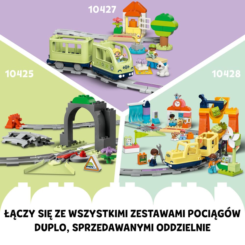 LEGO DUPLO Most i tory kolejowe — zestaw rozszerzający 10426 | Zestaw klocków dla 2-latka, tory kolejowe, prezent dla chłopca i dziewczynki, most i szlaban, 42 elementy