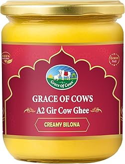 Grace of Cows A2 Gir Cow Ghee 500ml, 100% Pure and Natural, Churned from Creamy Bilona Method, Helps Boost Immunity and Digestive Health, A2 Gir Cow Ghee for Cooking and Heart Health