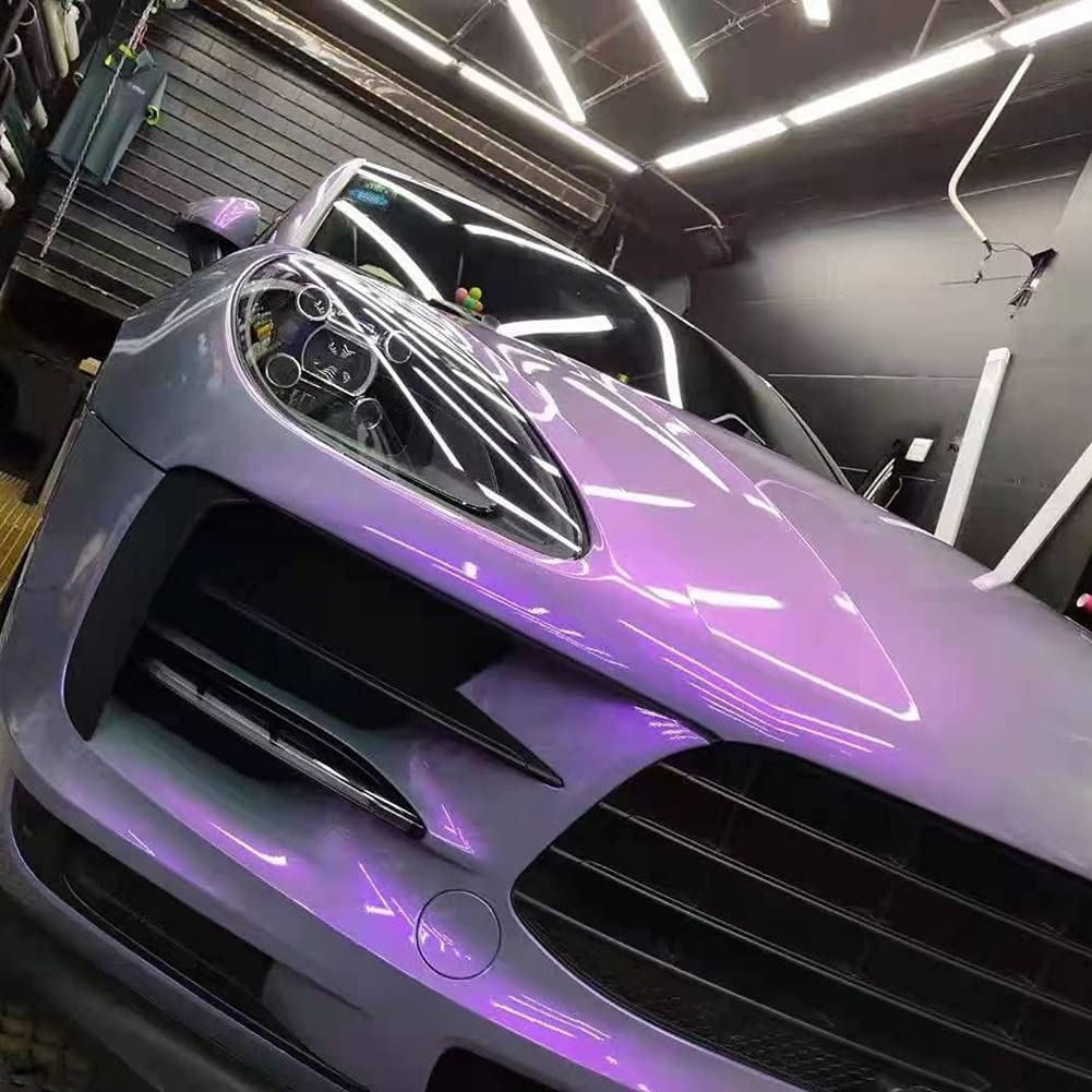 Blueshyhall Pellicola per auto, effetto camaleonte, lucida, blu e grigio, per auto, metallizzata, autoadesiva, con canali d'aria, impermeabile, 30 x 152 cm