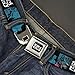 Cowboy Bebop Belt, Seatbelt Buckle Belt, Cowboy Bebop Title Logo and Character Blocks Black Blues, 30 to 44 Inches