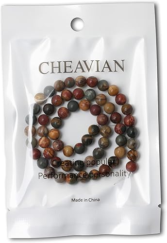 Miniatura 5 de 60 cuentas redondas sueltas de jaspe Picasso natural de 0.236 pulgadas (0.236 in) para diseño de joyas, 1 cuerda de 15 pulgadas