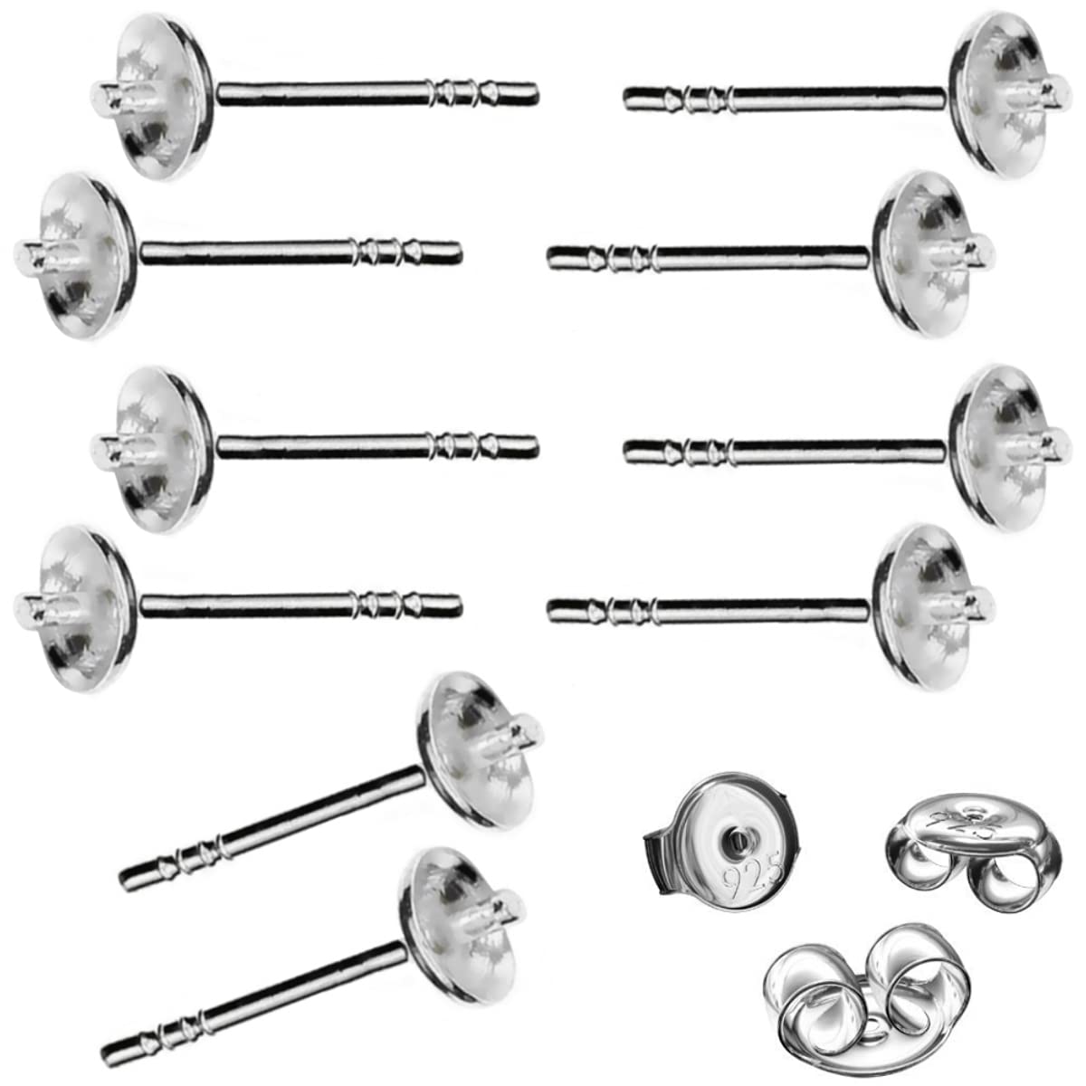 My-Bead 20 Perni Orecchini In Argento 925 Doppia Placcatura Oro, Con Pallina 3 Mm E Anellini, Per Creazione Gioielli DIY