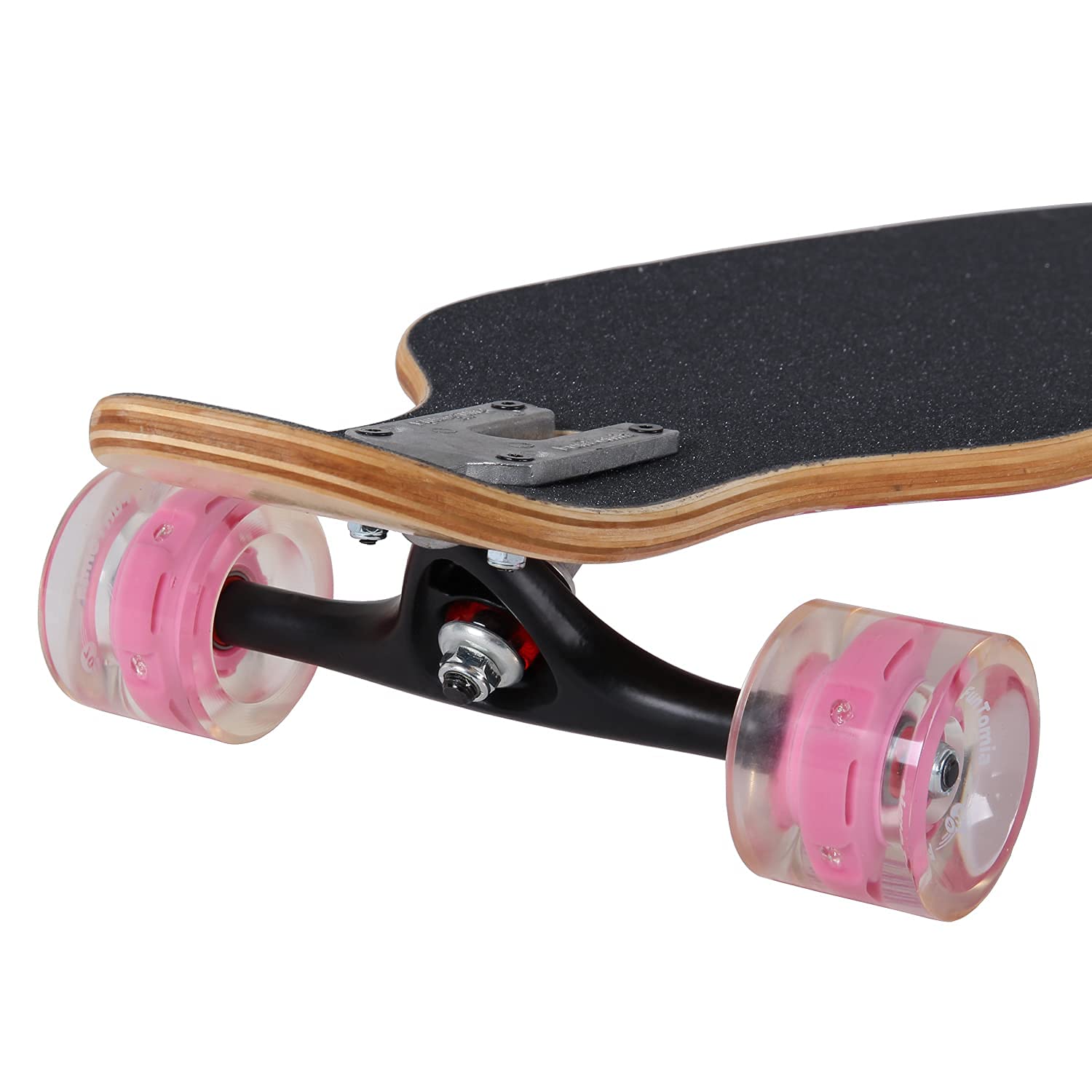 FunTomia Longboard Skateboard Drop Through Cruiser Planche complète avec roulements à Billes Mach1 High Speed T-Tool avec et sans Roues LED