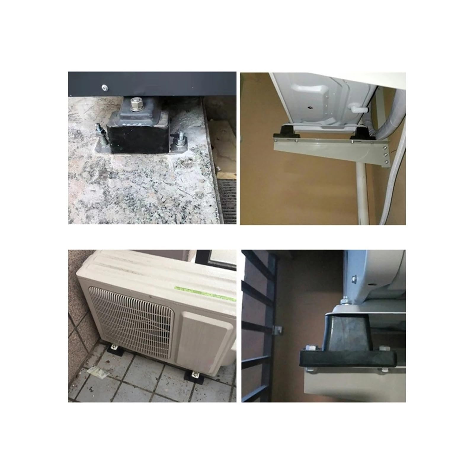4 soportes de montaje antivibración de goma for aire acondicionado con amortiguación de impactos. Incluye 4 almohadillas aislantes antivibración.(AC-t4)