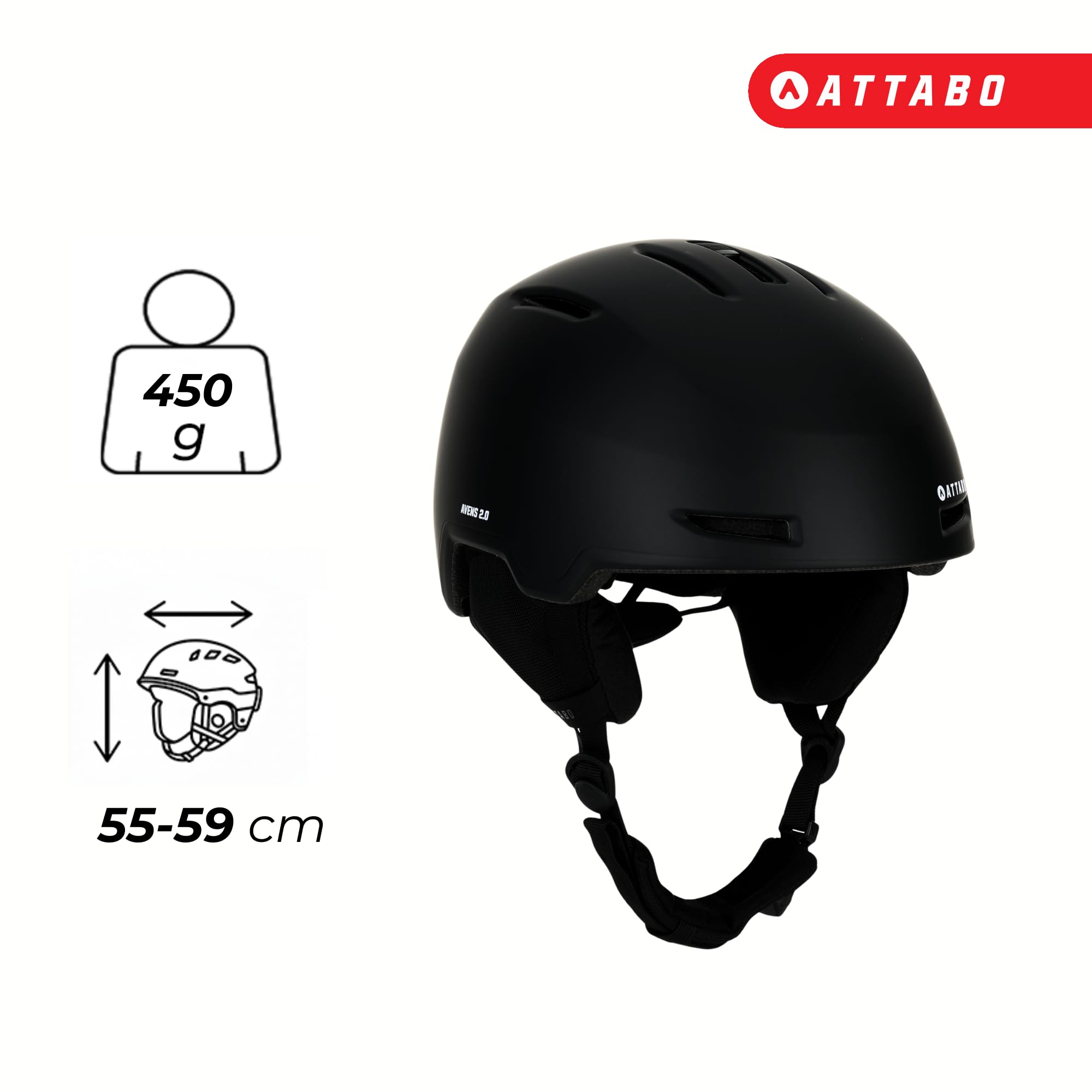 ATTABO Avens 2.0 kask narciarski – bezpieczna ochrona All-Mountain – lekka konstrukcja In-Mold i aktywna wentylacja – unisex dla kobiet i mężczyzn – w zestawie torba do przechowywania – regulowane