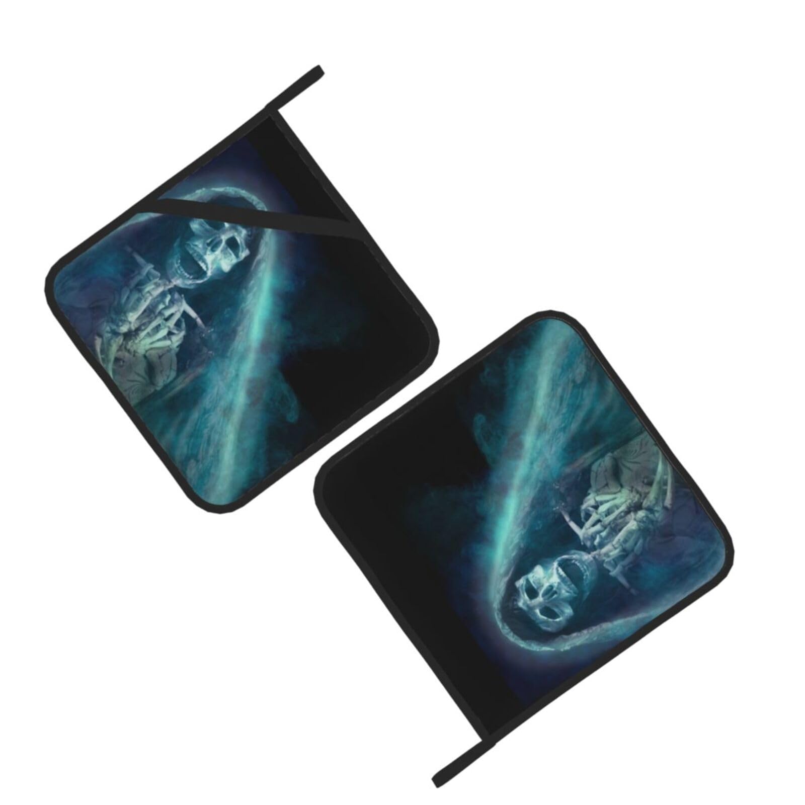 Mystical Dead Skull Printed Oven Pot Holders Set of 2 Pcs Heat Resistant Kitchen Microwave Potholders for Cooking Baking Grilling