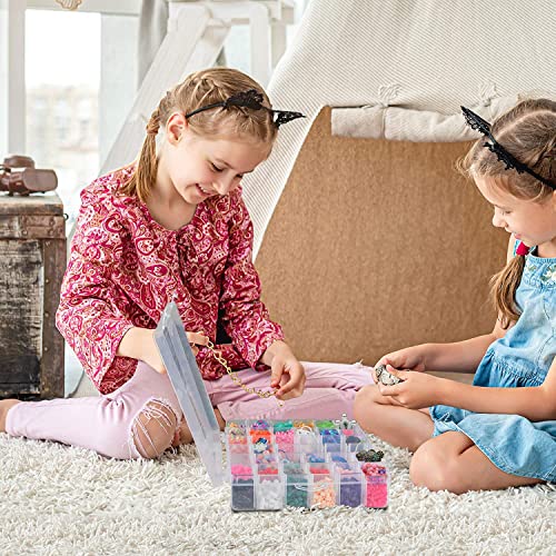 Image of XMART INDIA Plastic 36 Grid Cells Organizer Storage Box Jewellery Organisers Box Rectangular, With Adjustable Dividers, Transparent & Organiser For Jewelry Beads Earring, 25x15x5 cm