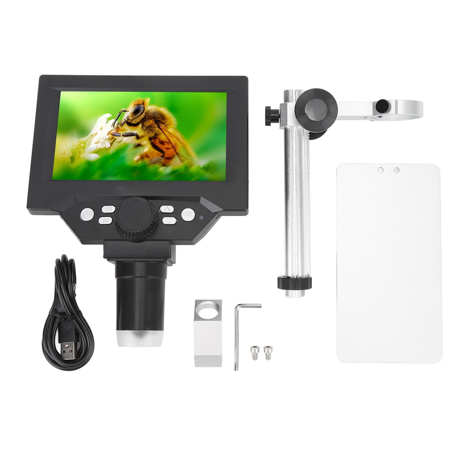 Microscopio Digital 1000x con Pantalla LCD de 5,5 Pulgadas, Imágenes HD 1080P, 8 Luces LED, Vista de PC, Soporte Ajustable en, Kit de Microscopio Biológico para Educación Infantil