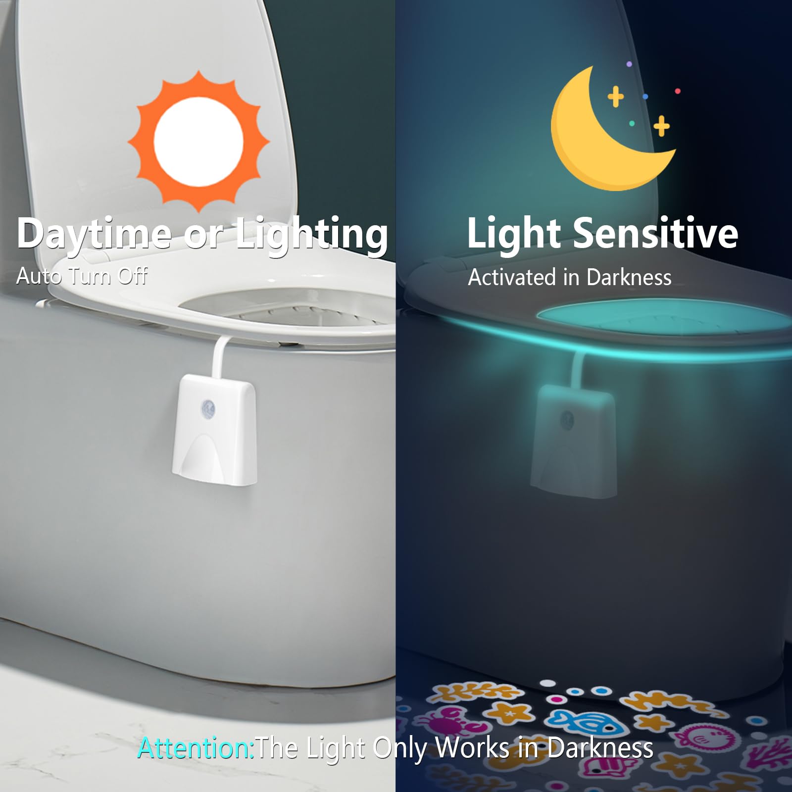 Luce Notturna LED per WC a 16 Colori, USB Ricaricabile, Impermeabile con Sensore di Movimento per Bagno e Toilette