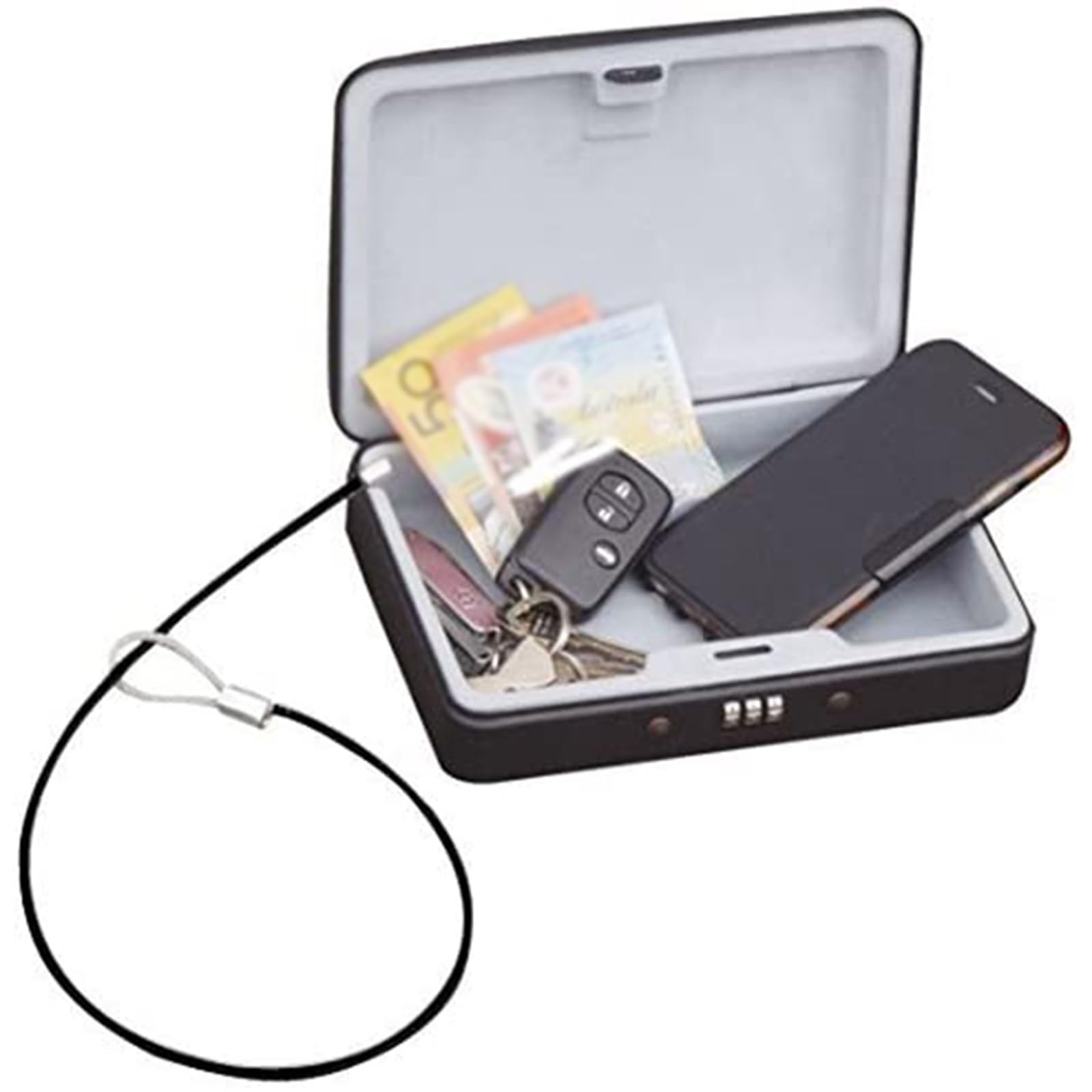 Caja fuerte portátil con contraseña con cuerda de acero para coche, Mini caja de seguridad antirrobo para teléfono móvil, caja de almacenamiento de joyas, caja fuerte portátil con contraseña,Corded
