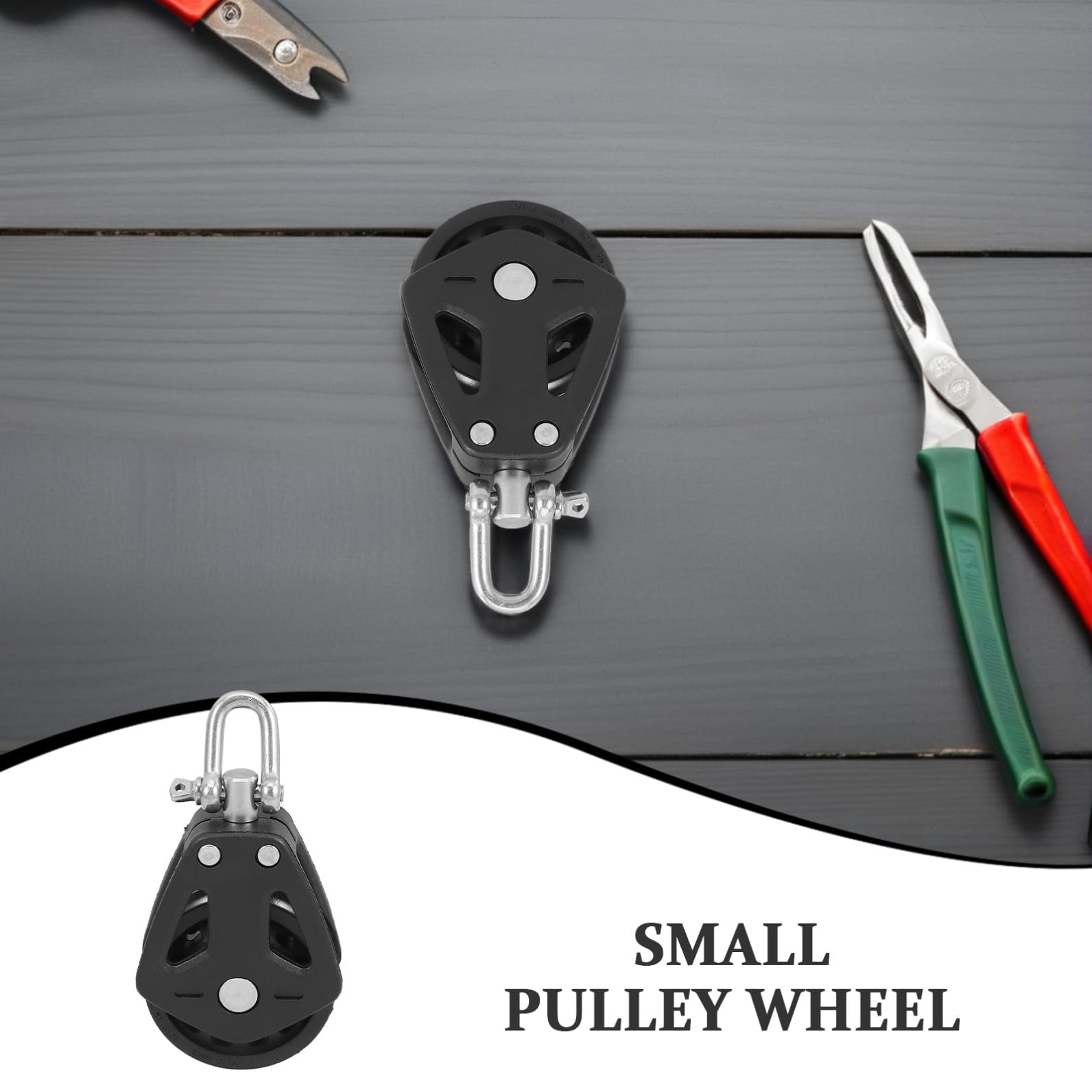 Polea Marina Giratoria Simple de Nailon 4 Piezas Negra