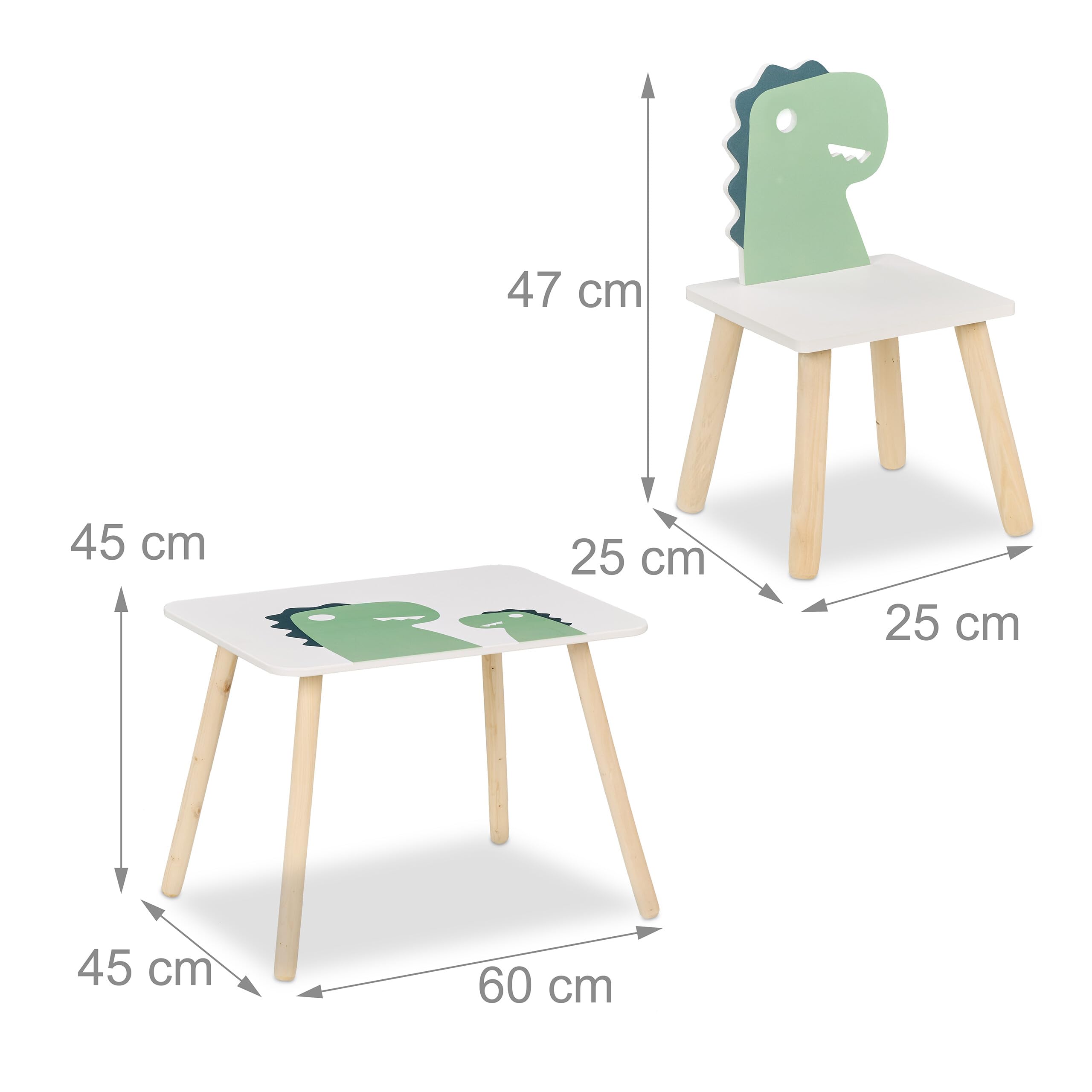 Relaxdays Tavolino da Bambini con Sedia MDF Design Dinosauro