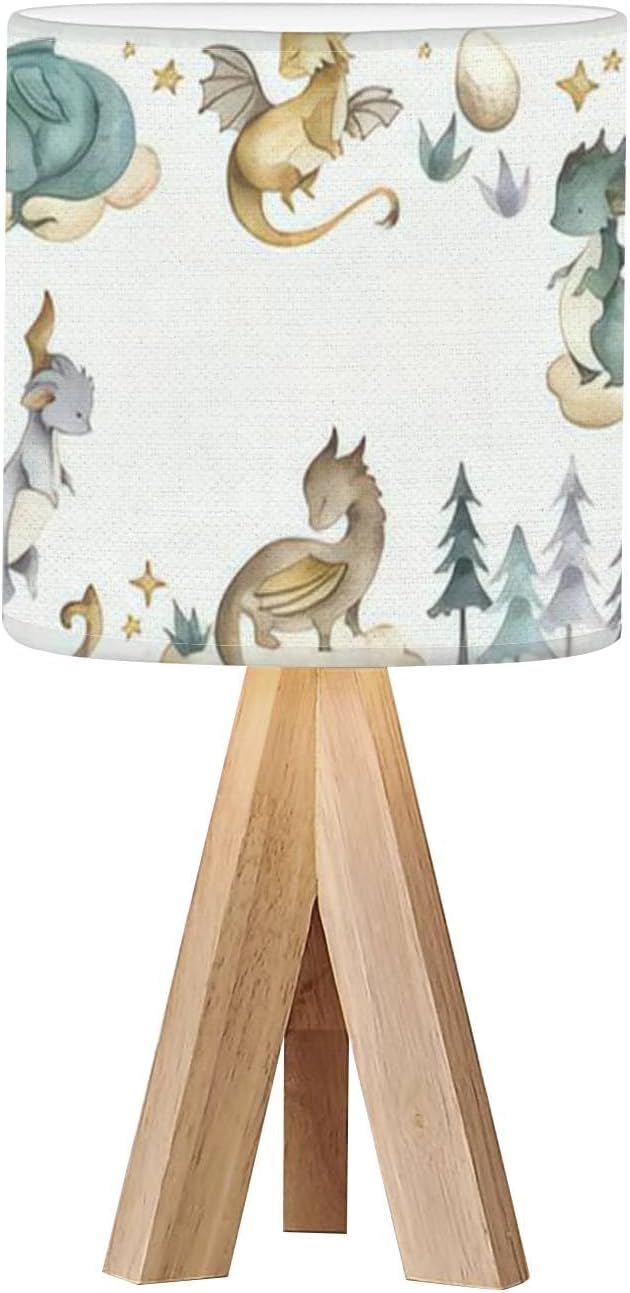 OEPWQIWEPZ Tripod Bedside Desk Table Lamp Dragon Baby Animals Watercolor Wood