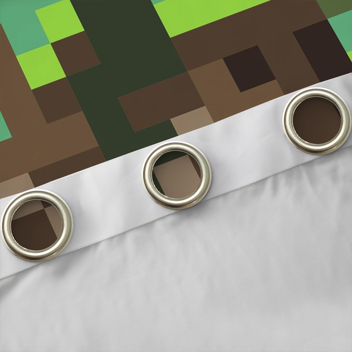 Manfei Miners Pixel Checked Boys Girls Room Decor,Video Games Check Lattice Window Curtains,Game Cartoon Gamepad Blackout Curtains,Green Brown 2 Panels,38Wx45L inch