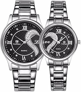 DREAMING Q&P fq-102 Pair of Romantic Stainless Steel Wrist Watches for Men and Women Set of 2